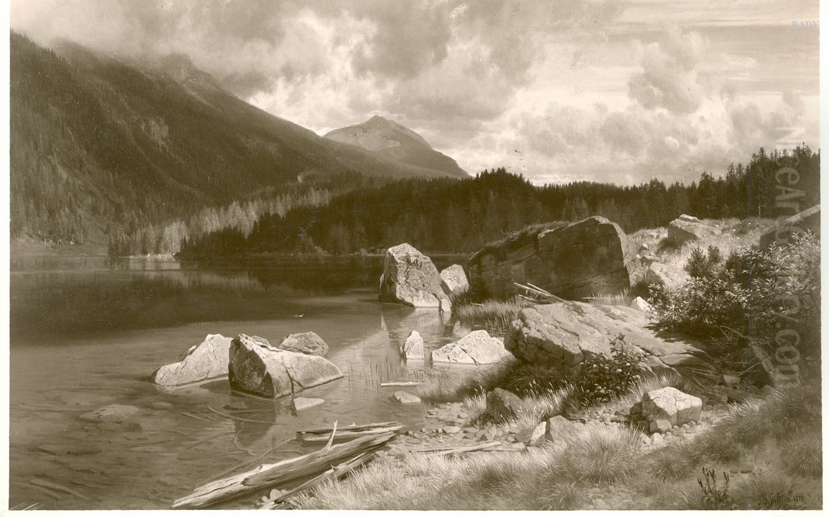 The Hintersee near Berchtesgaden Oil Painting by Johann Gottfried Steffan