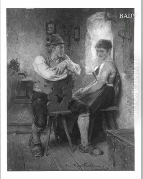Bursch und Madchen Oil Painting by Hugo Kauffmann
