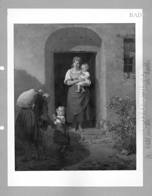 Der Bettler, Almosen spendendes Kind Oil Painting by Ferdinand Georg Waldmuller