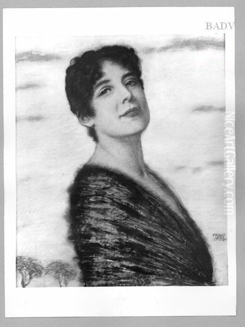 Portrat einer Frau (seine Frau) ( Damenportrat) Oil Painting by Franz Stuck