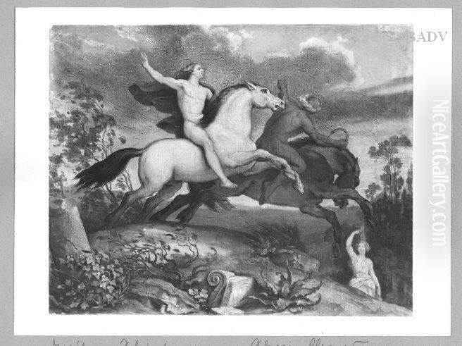2 nude riders gallopping to night Oil Painting by Moritz von Schwind