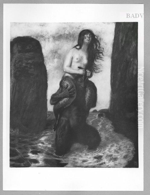 Faun und Nymphe Oil Painting by Franz Stuck