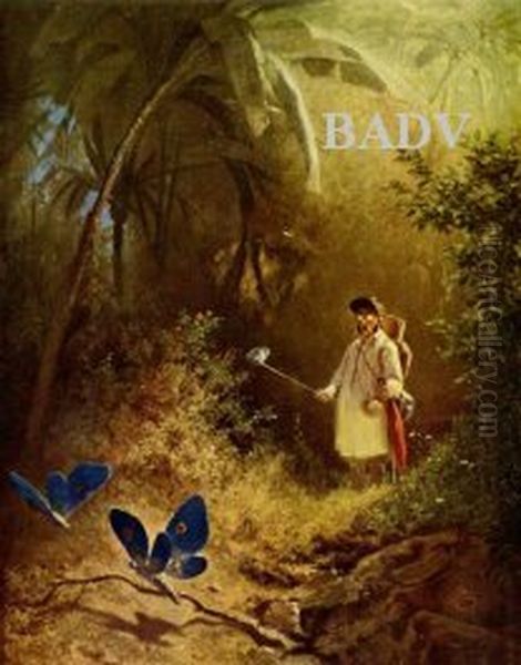 The Butterfly Hunter Oil Painting by Carl Spitzweg