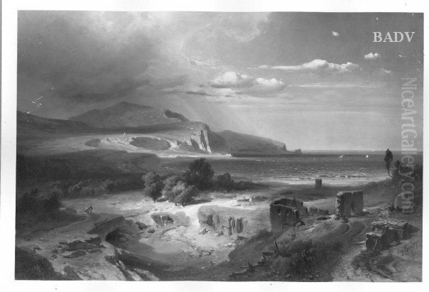 Sudliche Meereslandschaft Oil Painting by Fritz Bamberger