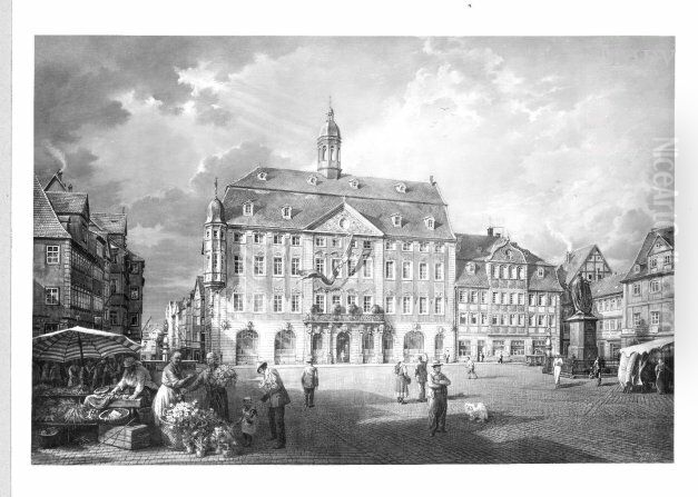 Market-place and townhall in Coburg Oil Painting by Richard Roland Holst