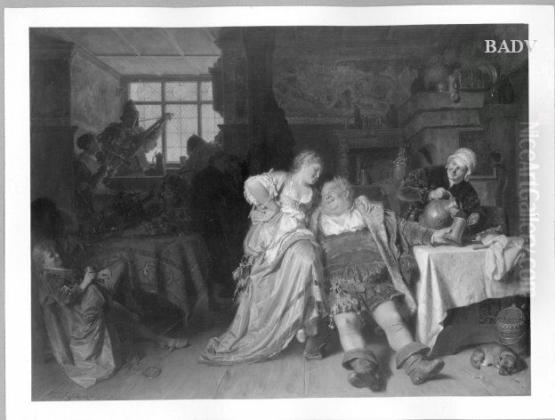 Trinkgelage / Falstaff Oil Painting by Eduard Von Grutzner