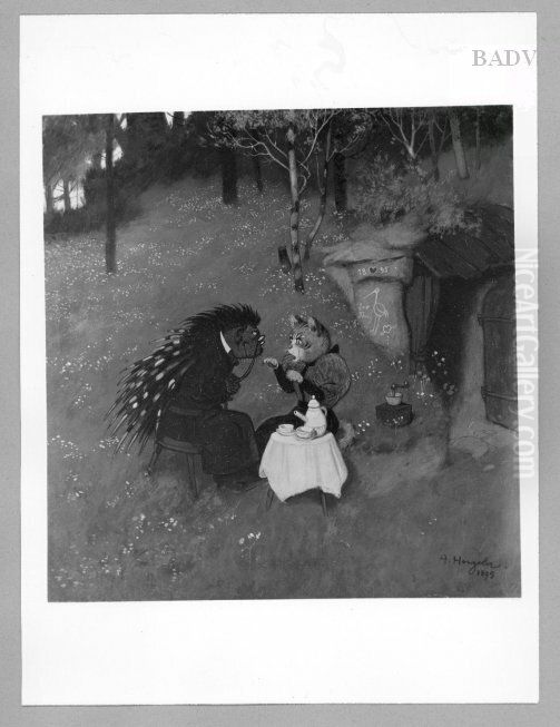 Tierfabelbild Oil Painting by Adolf Hengeler