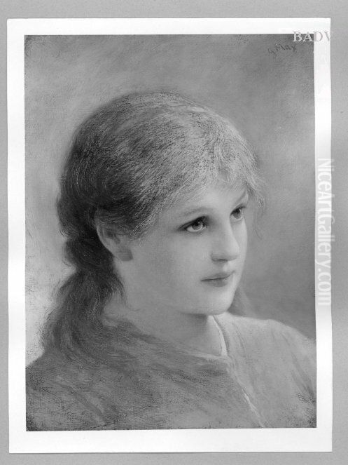 Blonder Madchenkopf Oil Painting by Gabriel von Max Blonder Madchenkopf Oil Painting by Gabriel von Max