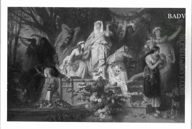 Aegyptian princess with maids Oil Painting by Karl von Piloty