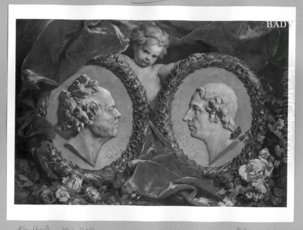the heads of Gluck and Weber Oil Painting by Friedrich August von Kaulbach