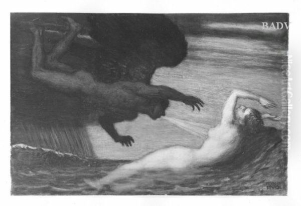 Mythologische Szene (Wind und Welle) Oil Painting by Franz Stuck