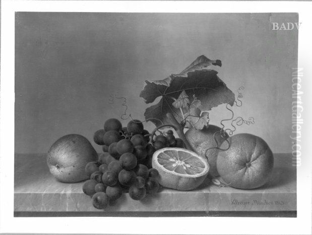 Stillleben mit Fruchten Oil Painting by Johann Wilhelm Preyer