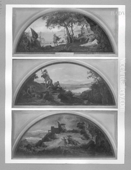 Supraporte, Szene aus Theseus und Ariadne von Handel Oil Painting by Friedrich, the younger Preller