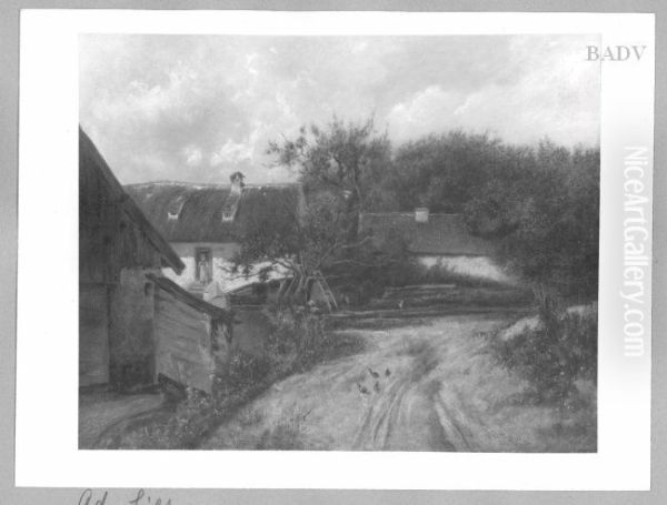 Dorfstrasse Oil Painting by Adolf Heinrich Lier