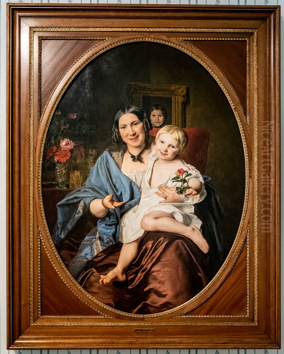 Dame mit Kind Oil Painting by Ferdinand Georg Waldmuller