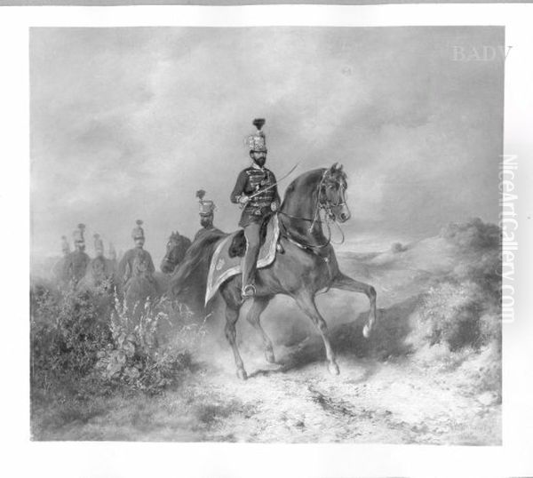 Reiterbild (Husaren) Oil Painting by August von Pettenkofen