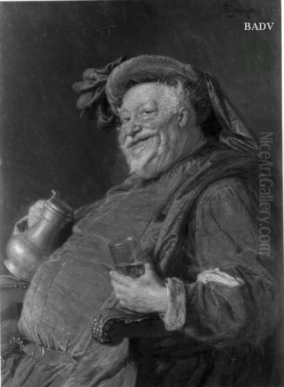 Falstaff drinking beer Oil Painting by Eduard Von Grutzner