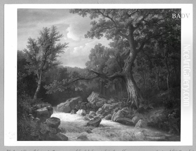 Torrent in the woods Oil Painting by Johann Wilhelm Schirmer Torrent in the woods Oil Painting by Johann Wilhelm Schirmer