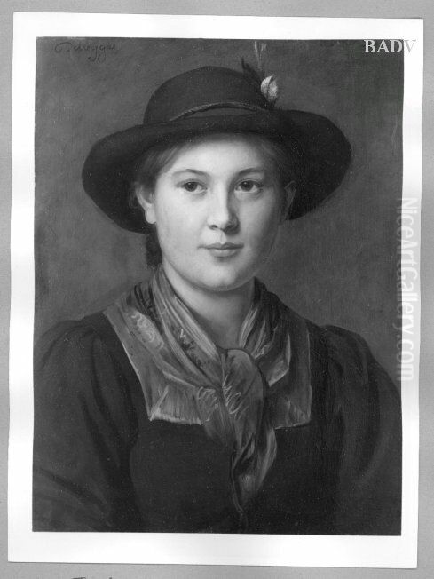 Tirolerin mit Hut Oil Painting by Franz Defregger