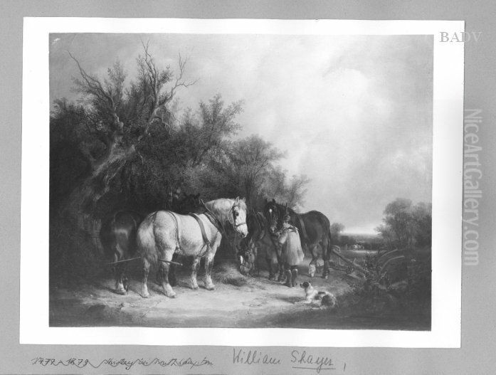 Bauer mit Pflug und zwei Gespannen Oil Painting by William Shayer