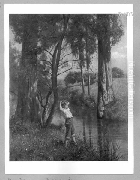 Knabe am Bach Oil Painting by Hans Thoma