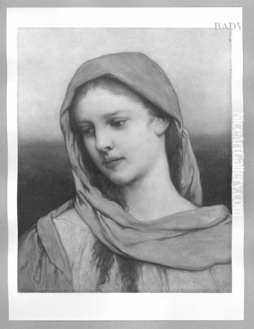 Madchenkopf Oil Painting by Gabriel von Max