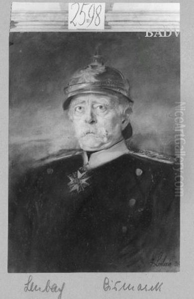 Portr. of Bismarck with helm Oil Painting by Lenbach Franz Von Portr. of Bismarck with helm Oil Painting by Lenbach Franz Von