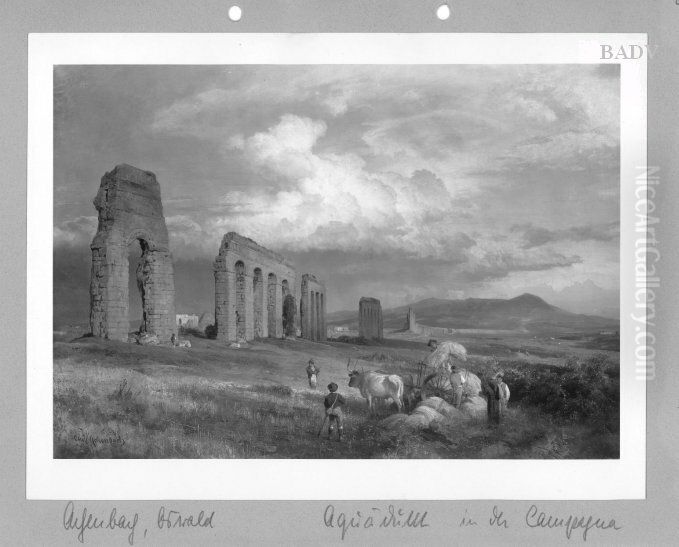 Campangna-Landschaft mit Ruinen Oil Painting by Oswald Achenbach