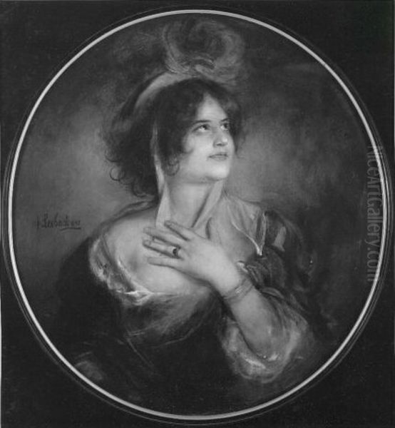 Bildnis einer jungen Frau im Oval Oil Painting by Lenbach Franz Von