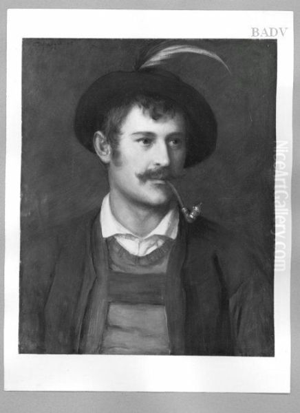 Young man with pipe Oil Painting by Franz Defregger