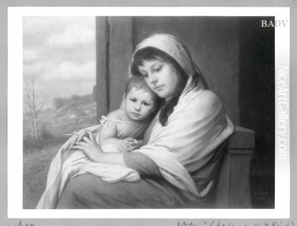 Ostern, Mutter mit Kind Oil Painting by Gabriel von Max