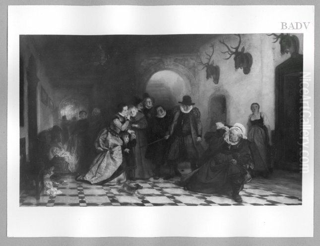 The merry women of Windsor Oil Painting by Wilhelm Lindenschmit the Elder