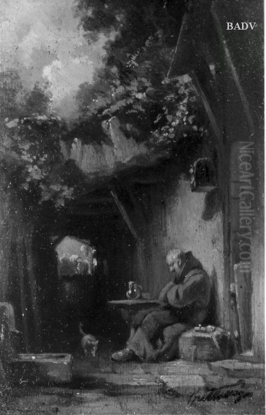 Einsiedler (beim Wein eingeschlafen) Oil Painting by Carl Spitzweg
