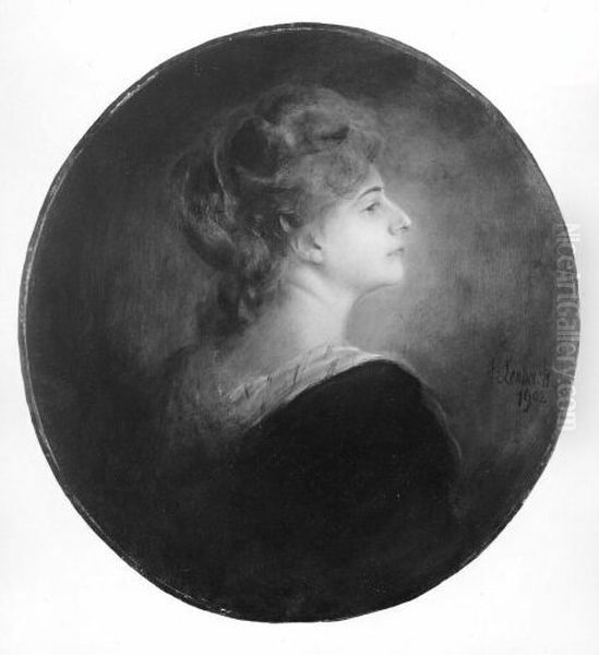 Portrat Frau Lily Merck im Oval Oil Painting by Lenbach Franz Von