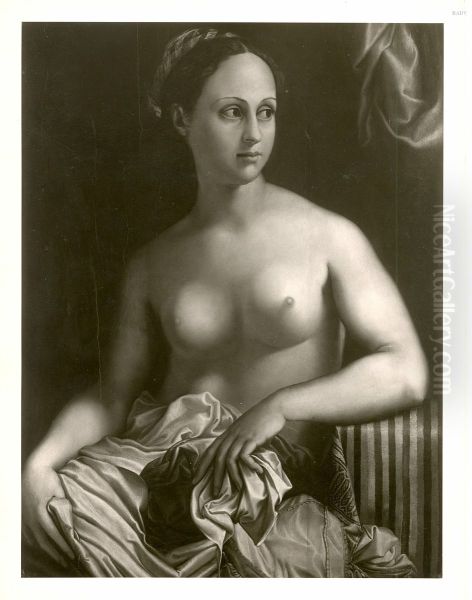 Frauenportrat (Halbakt) Oil Painting by Giulio Romano (Orbetto)