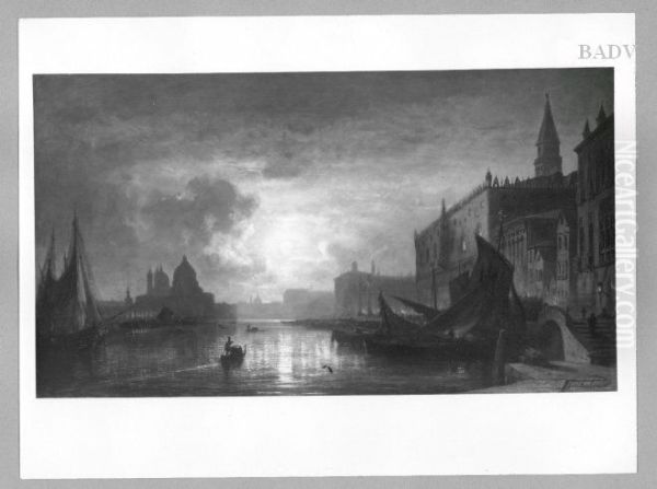 Venedig bei Nacht Oil Painting by Eduard Schleich the Elder