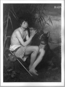 Flotende Hirtenknabe mit Hund