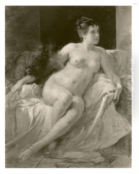 Female nude Oil Painting by Friedrich August von Kaulbach