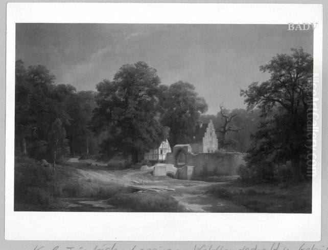 Scenery with farmhouse Oil Painting by Karl Friedrich Lessing