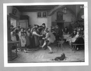 Wirtshausszene mit Tanz (Ankunft auf dem Tanzboden)
