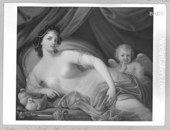 Venus with two pigeons and amor Oil Painting by Johann Baptist von Lampi the Elder