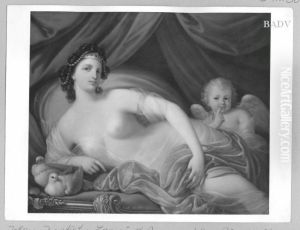 Venus with two pigeons and amor