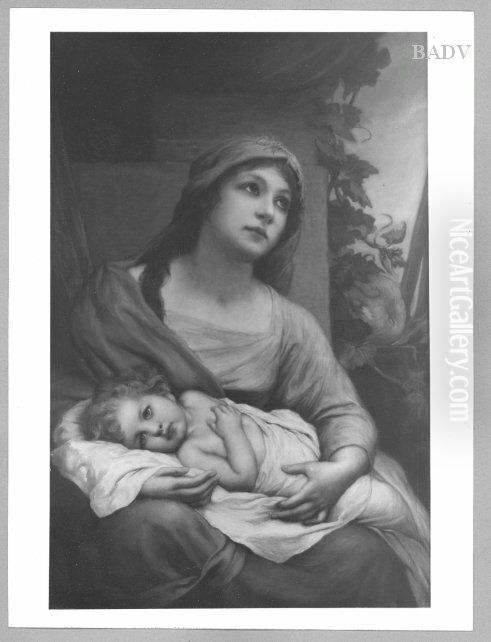 Mother with child Oil Painting by Gabriel von Max