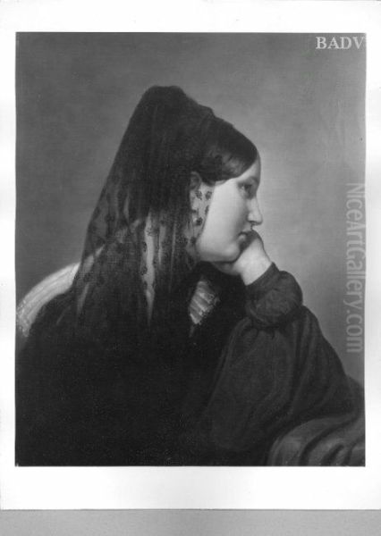 Portr. of a young lady with veil Oil Painting by Friedrich von Amerling