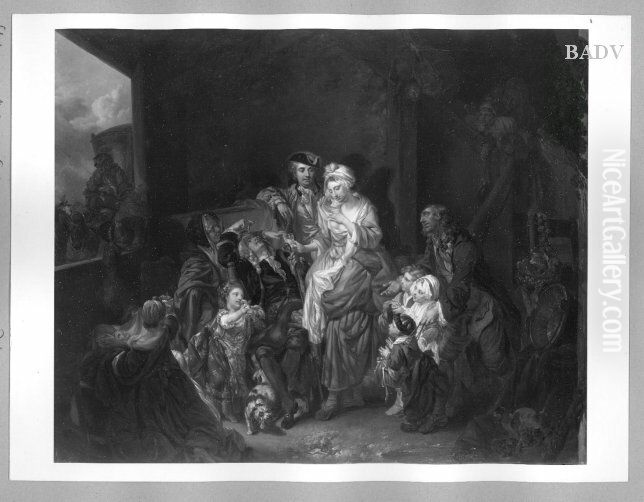 Die Ammenprobe (Rast in einem Bauernhof) Oil Painting by Johann Eleazar Zeissig