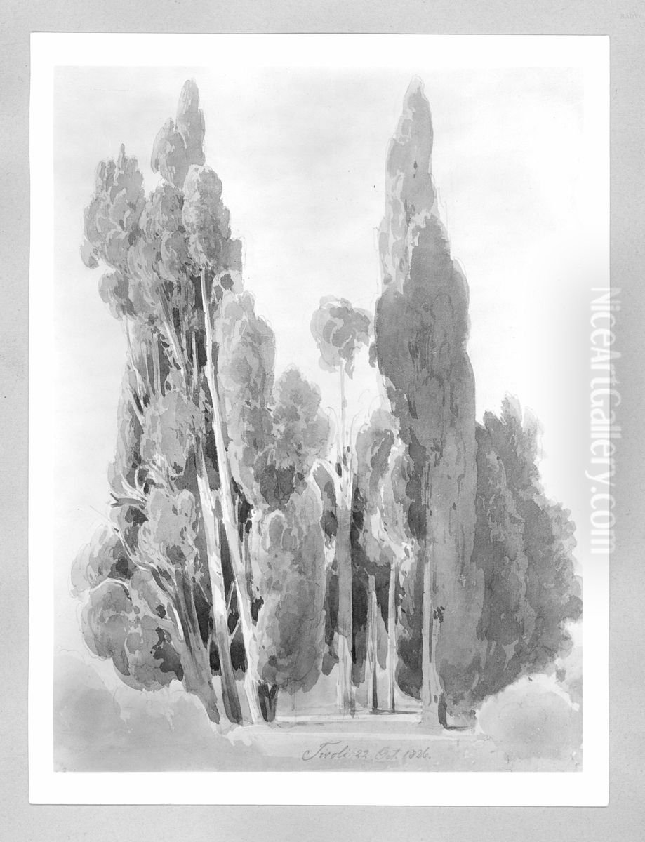 Zypressen im Tivoli Oil Painting by Ernst Fries