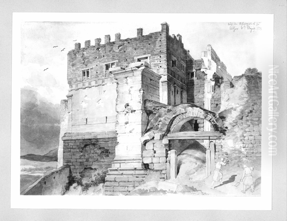 Propylaen mit der Akropolis in Athen Oil Painting by Carl Wilhelm von Heideck