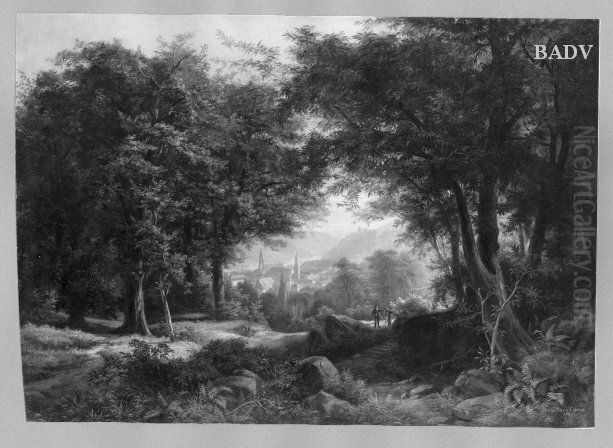 Blick auf Heidelberg Oil Painting by Georg Maria Eckert