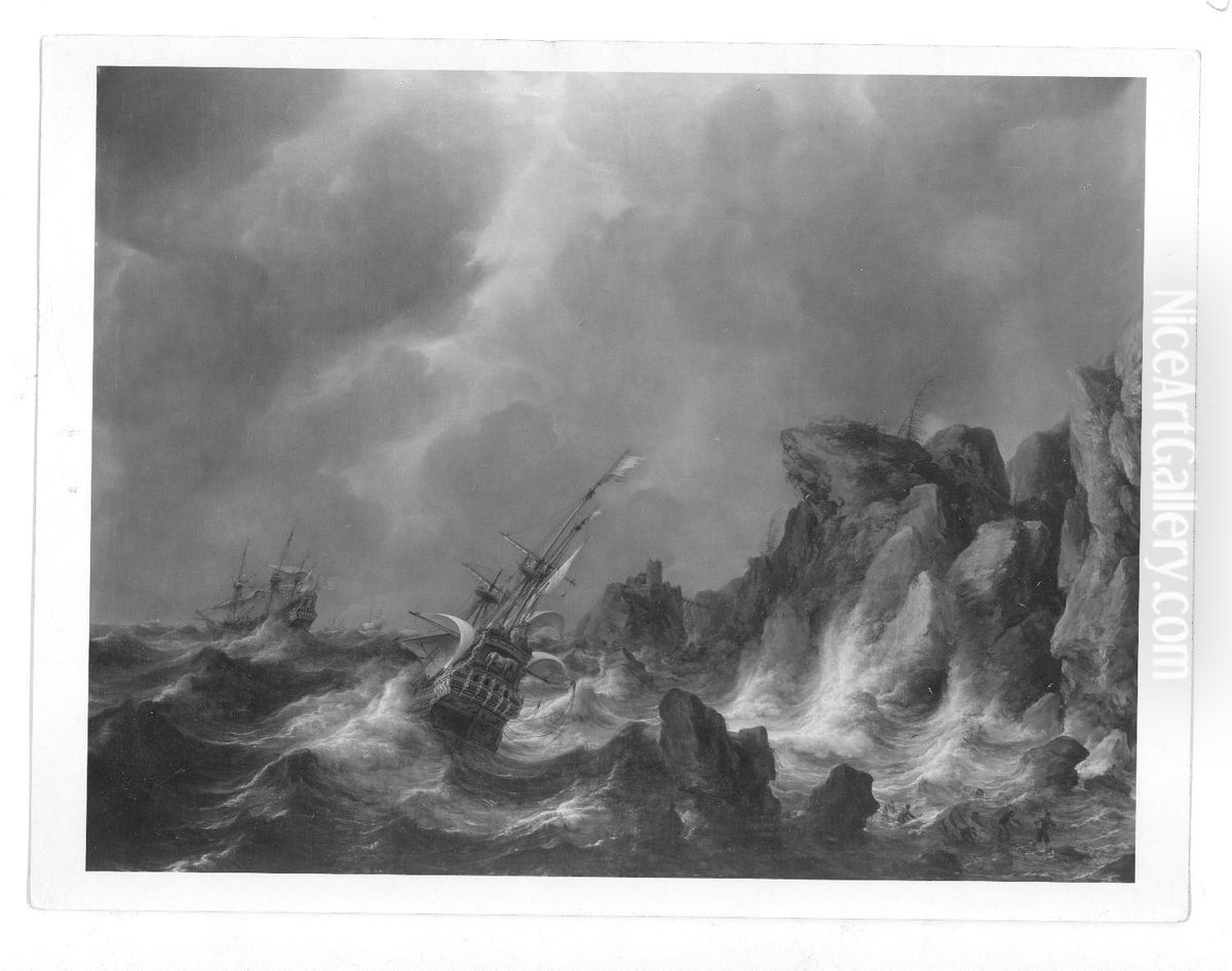 seascape in storm Oil Painting by Jan Abrahamsz Beerstraaten