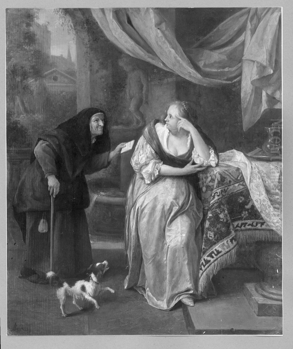 Der Liebesbrief (eine Alte bringt Davids Brief an Bathseba) Oil Painting by Jan Steen